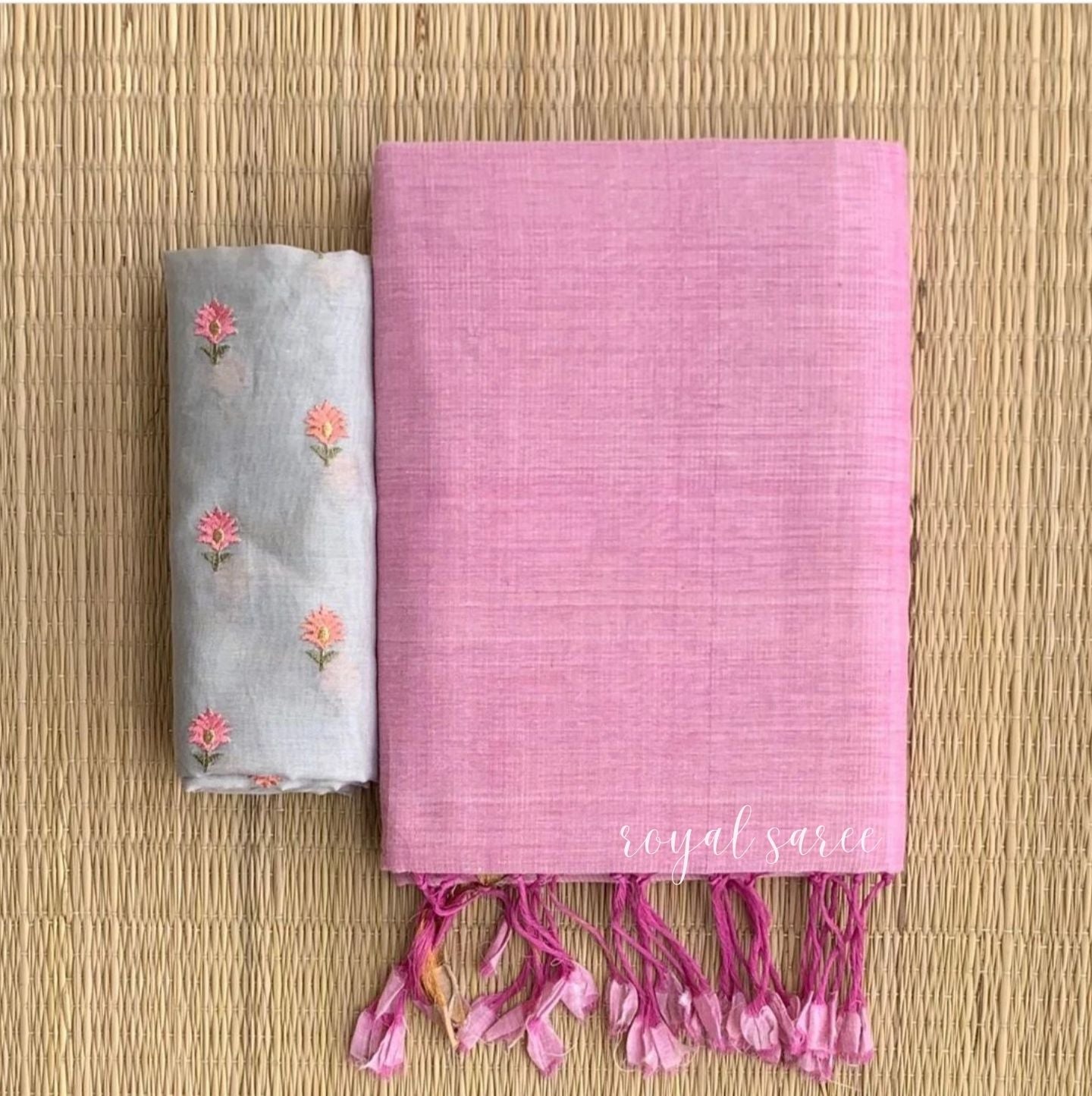 Baby Pink Color Chanderi Saree