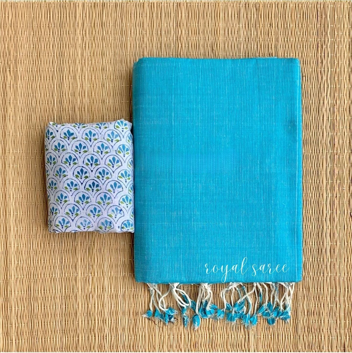 Sky Blue Color Chanderi Saree