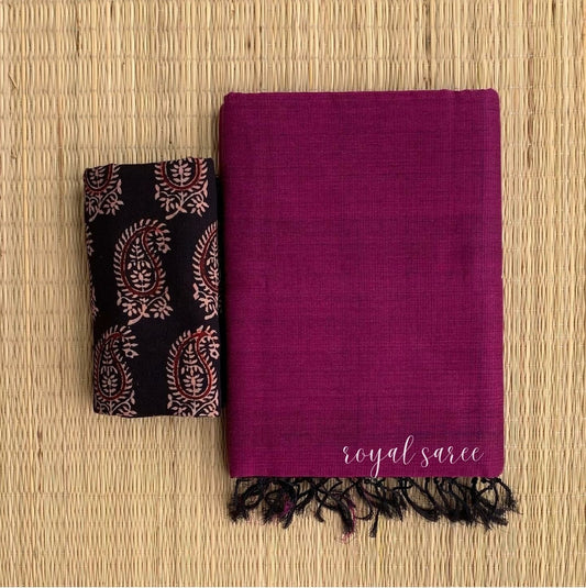 Wine Color Dola Silk Saree