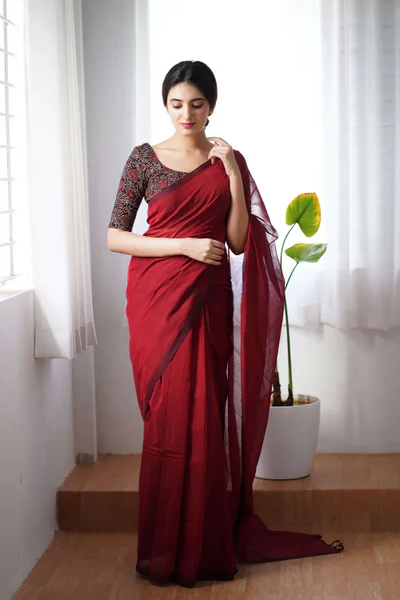 Maroon Color Dola Silk Saree