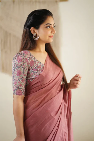 Pink Color Chanderi Saree