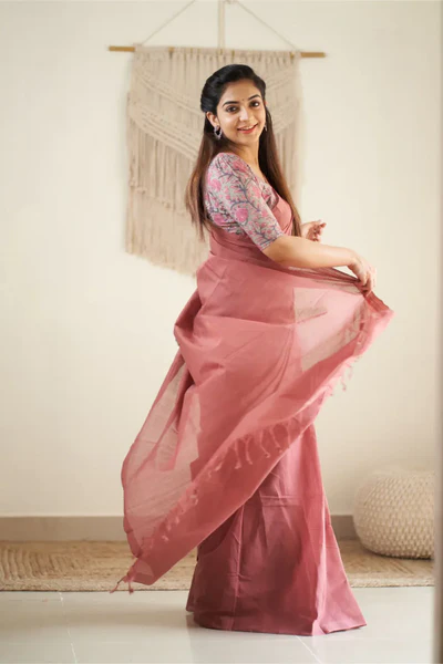 Pink Color Chanderi Saree