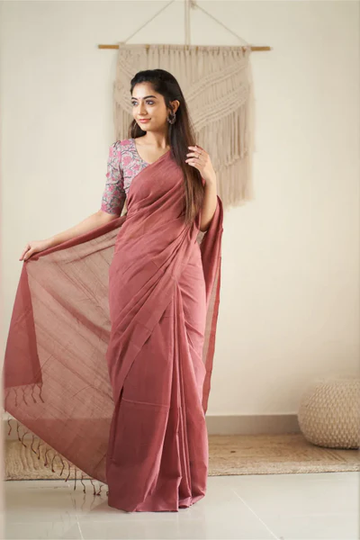 Pink Color Chanderi Saree